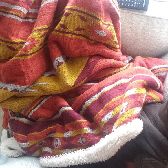 Patterned Throw Soft Sherpa Lining Blanket - Picture 2 of 6